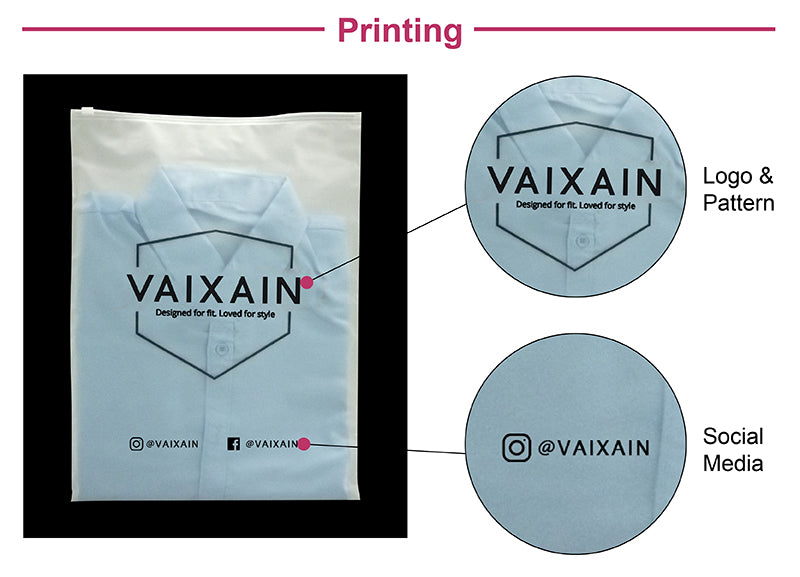 Custom Frosted Zipper Bags 25x35 CM for T-Shirts – 100 PCS