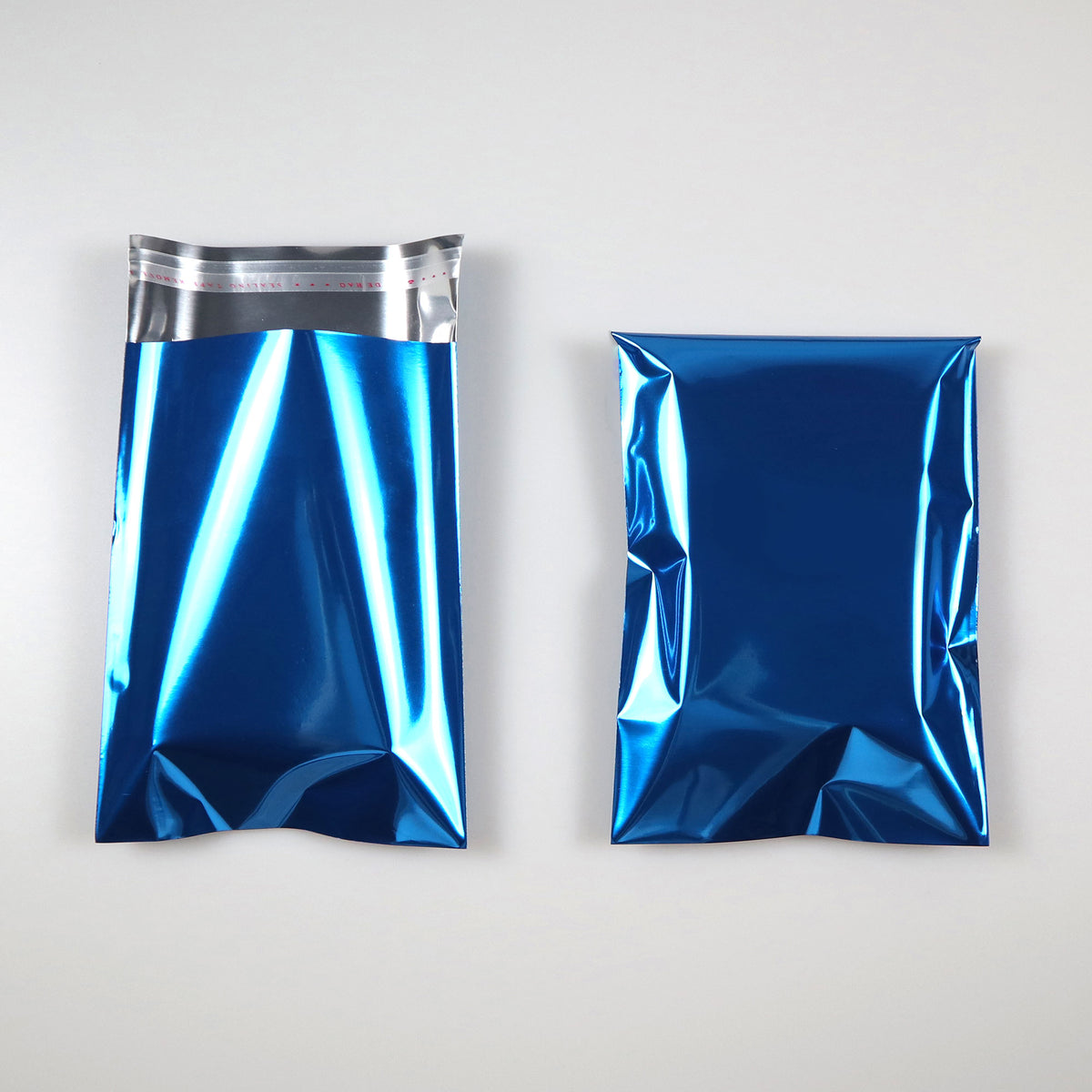 Metallic Poly Mailer Bags – 4.7" x 7.8", 100 Bags/Pack – Blue & Silver & Holographic