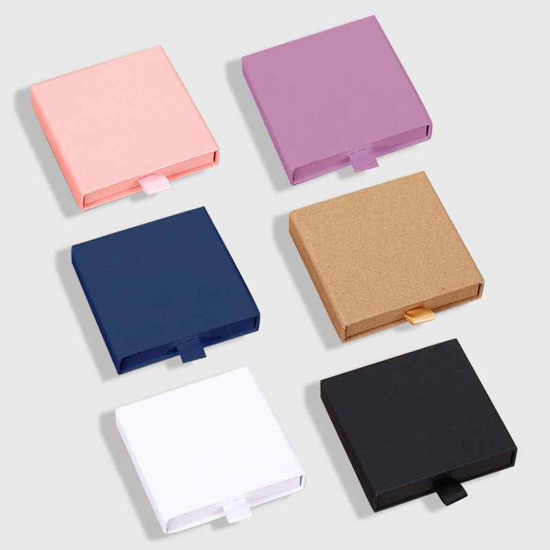 Custom Jewelry Paper Box 9x9x1.7cm – 100 Drawer Style Packaging Boxes for Jewelry