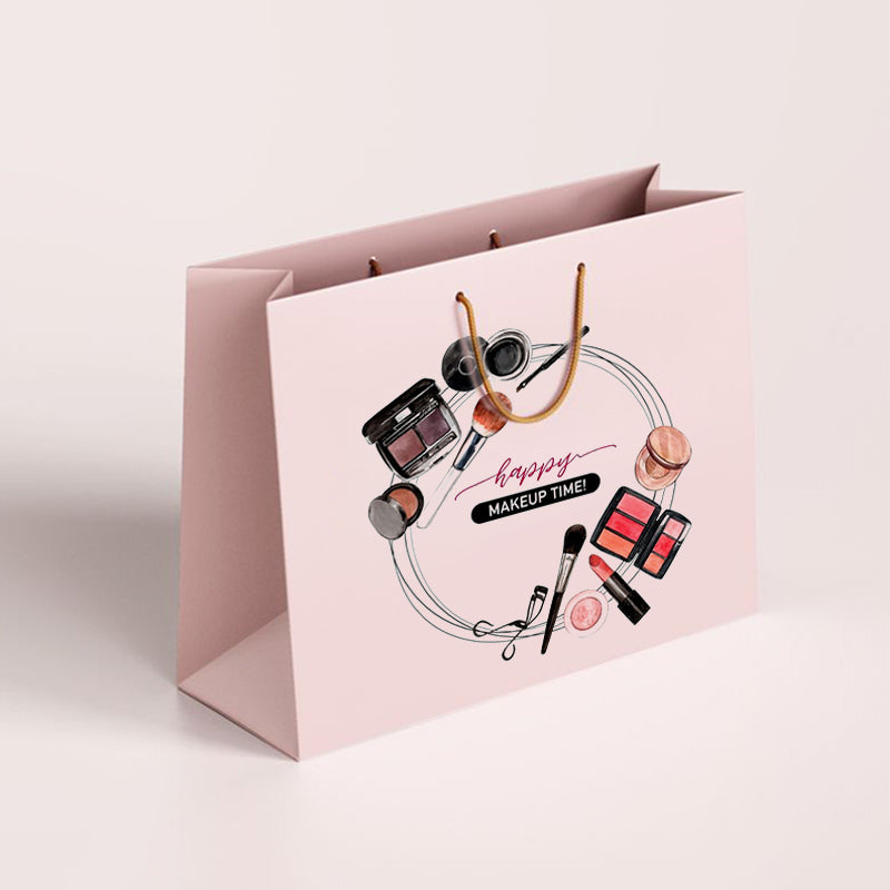 Custom Printed Paper Shopping Bags 26x22x10cm – Beauty & Skincare Packaging, 100 Pack