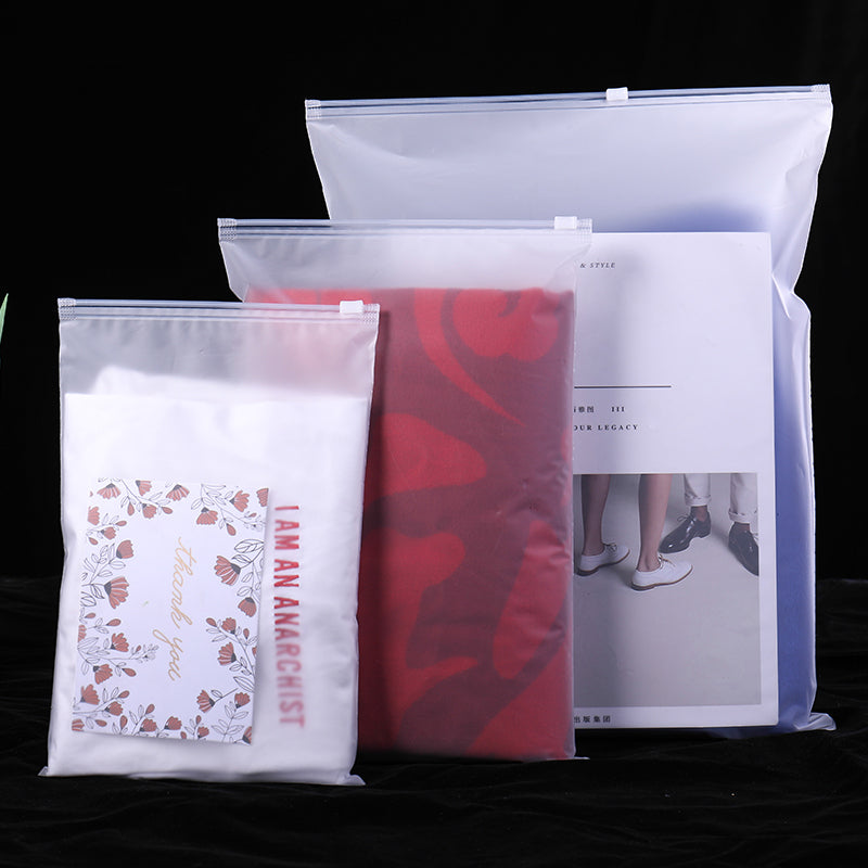 Custom Frosted Zipper Bags 25x35 CM for T-Shirts – 100 PCS